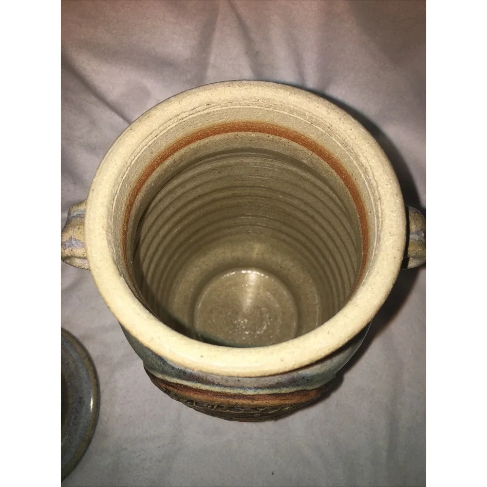 Wild Rice Jar Canister Ceramic Signed Duck Pottery David Karakatsoulis Minnesota
